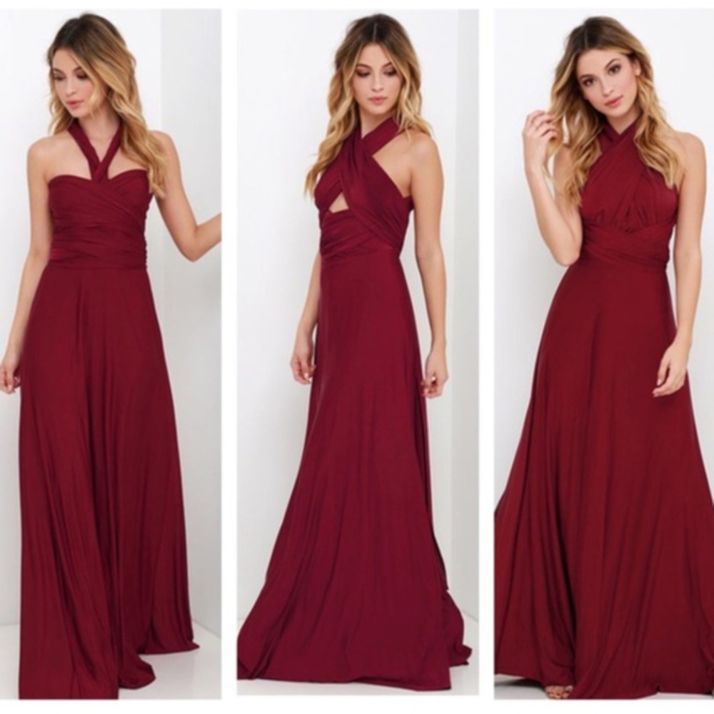 Lulus Convertible Burgundy Maxi Dress